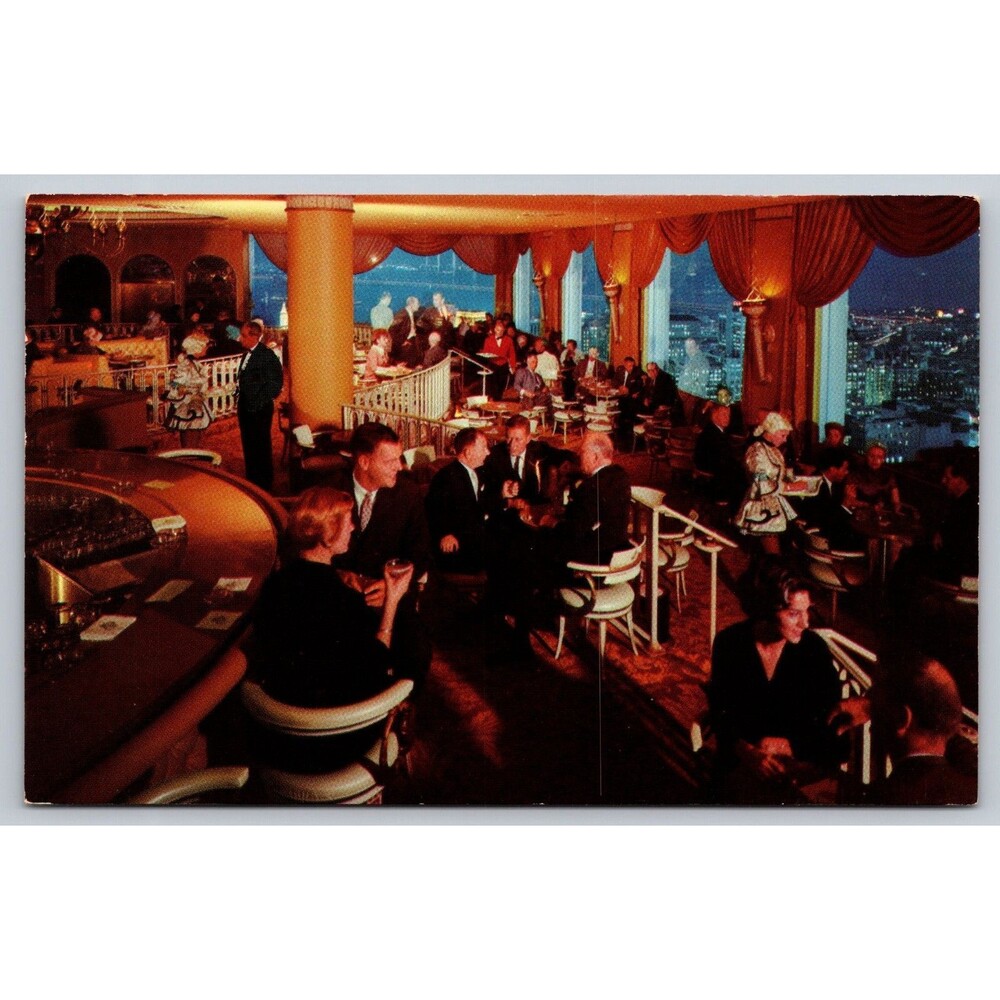 Vtg Postcard Fairmont Hotel Crown Room Cocktail Lounge San Francisco CA 1970s